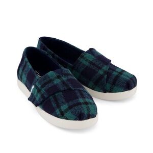 Toms Kids Plaid Sneakers - Green and Blue